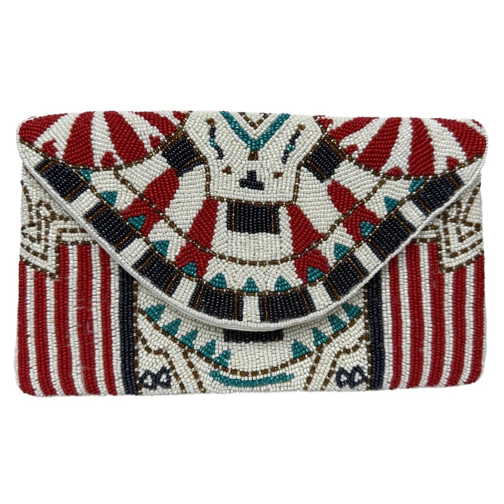 Vintage Beaded Clutch Bag Decorative Collectible Box Art Deco Style Ethnic